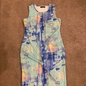 Apt. 9 Long Sleeveless Blue Watercolor Dress